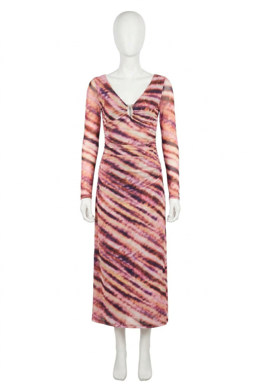 NEW MINKPINK liv mesh midi dress in abstract